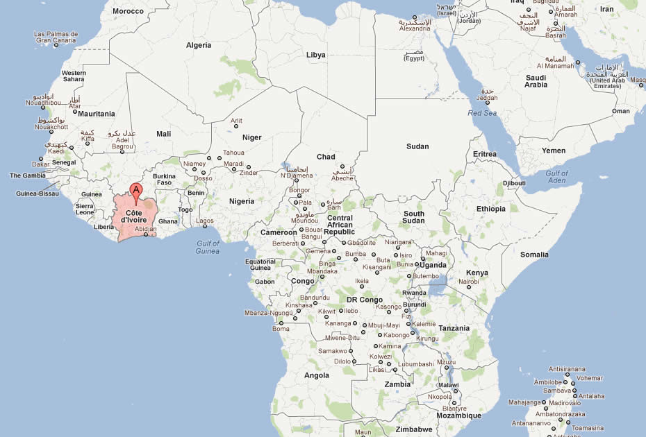 carte du Cote d'Ivoire afrique